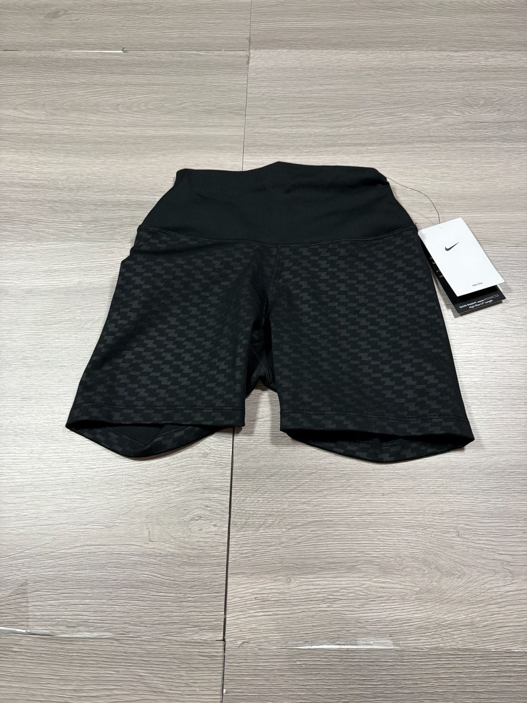 Nike One High Rise 5 Inch Short XS Black Houndstooth Print Biker Shorts 2