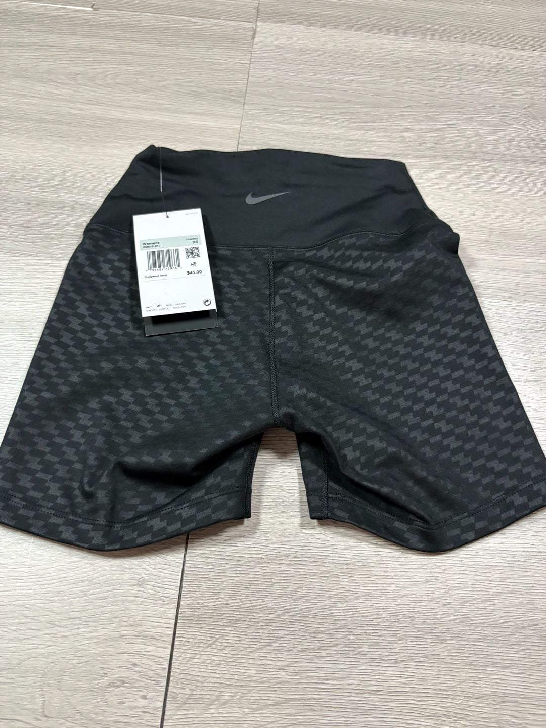 Nike One High Rise 5 Inch Short XS Black Houndstooth Print Biker Shorts 4
