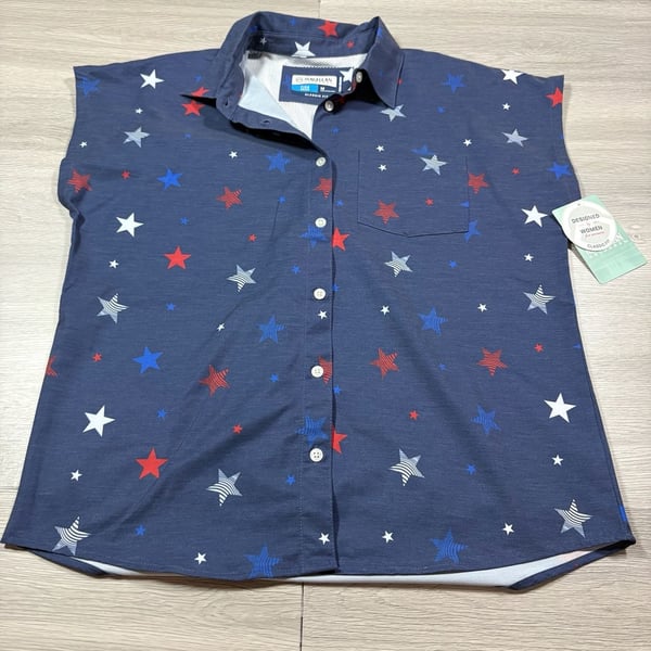 Magellan Outdoors Americana Stars Top Size M Blue Short Sleeve Shirt