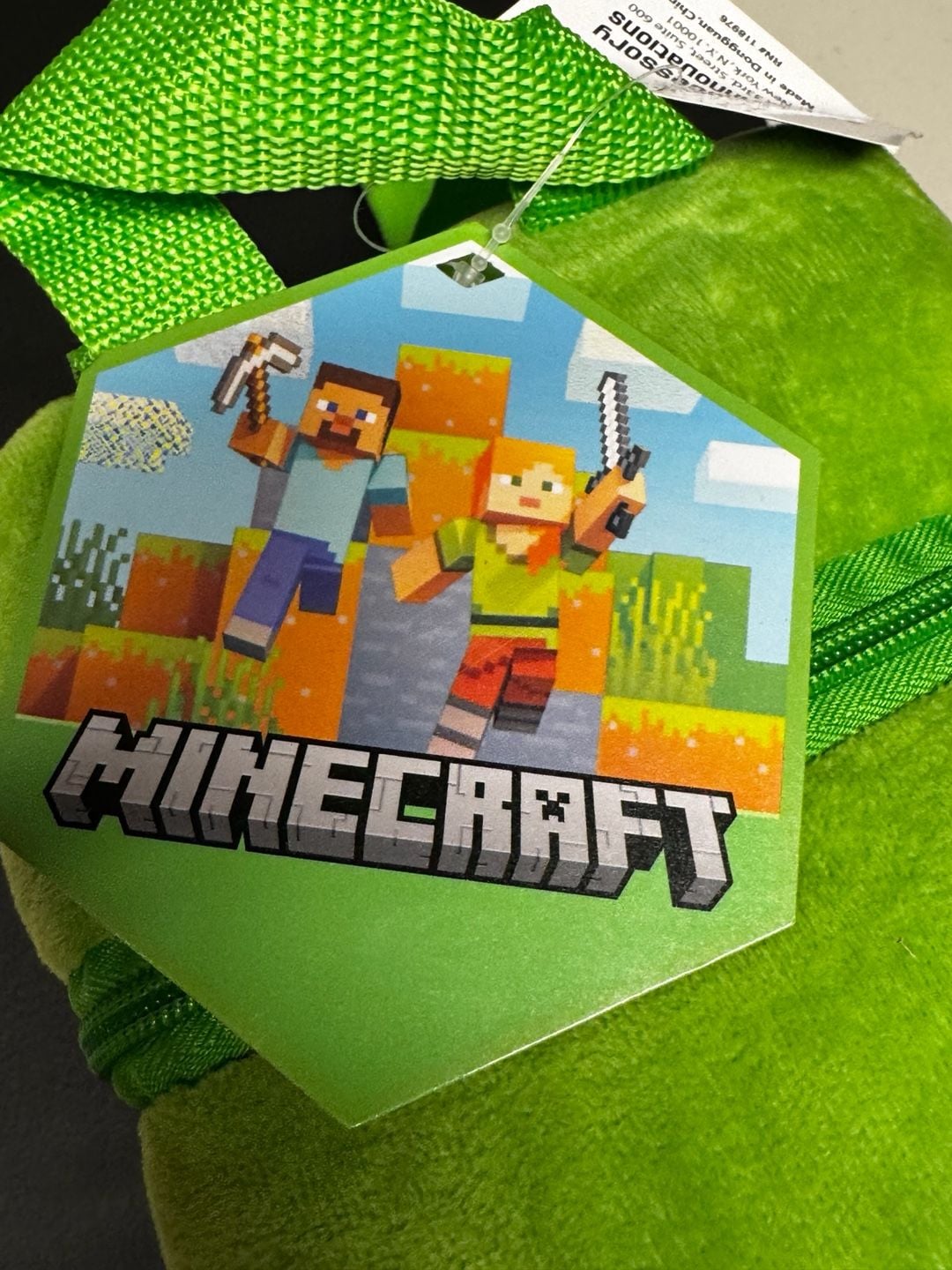 B9 Minecraft Creeper Plush Backpack Green NWT 3