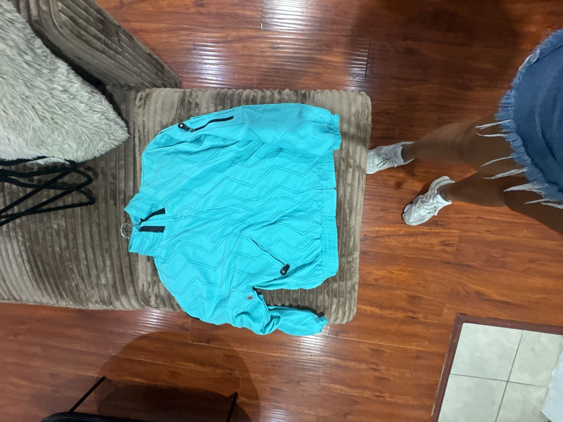 Jamie Sadock Jacket Size M Turquoise Blue Quilted Full Zip Windbreaker 1