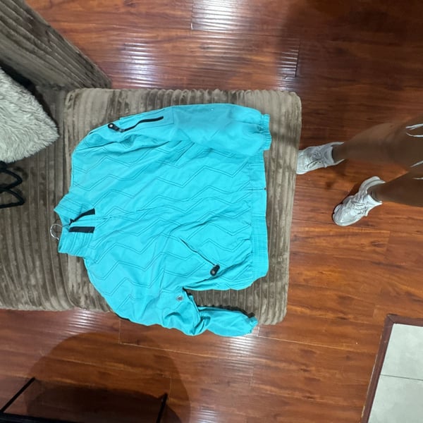 Jamie Sadock Jacket Size M Turquoise Blue Quilted Full Zip Windbreaker
