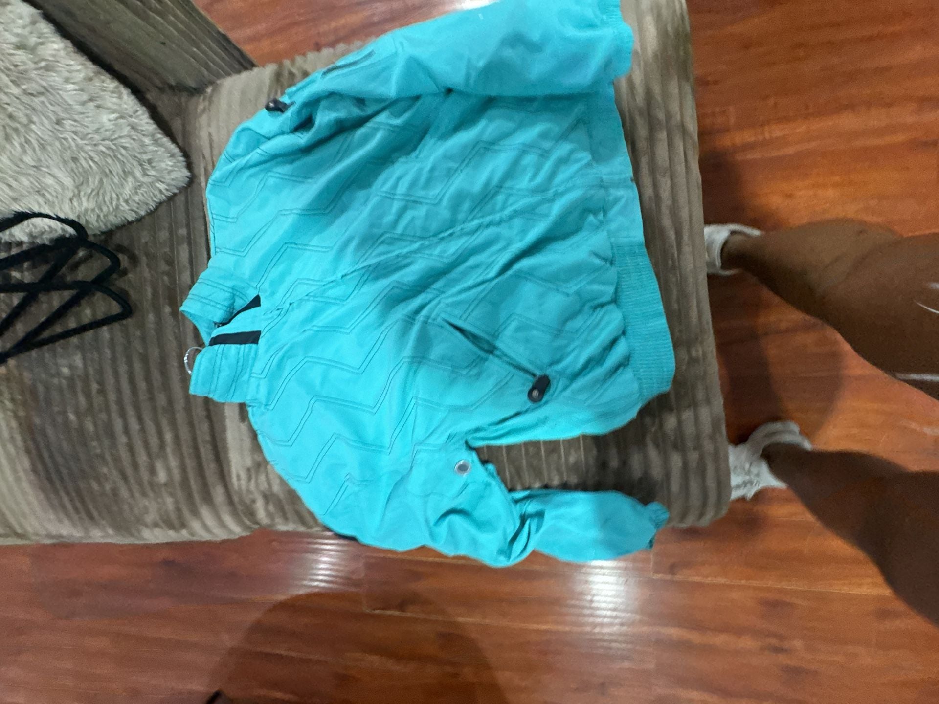Jamie Sadock Jacket Size M Turquoise Blue Quilted Full Zip Windbreaker 2