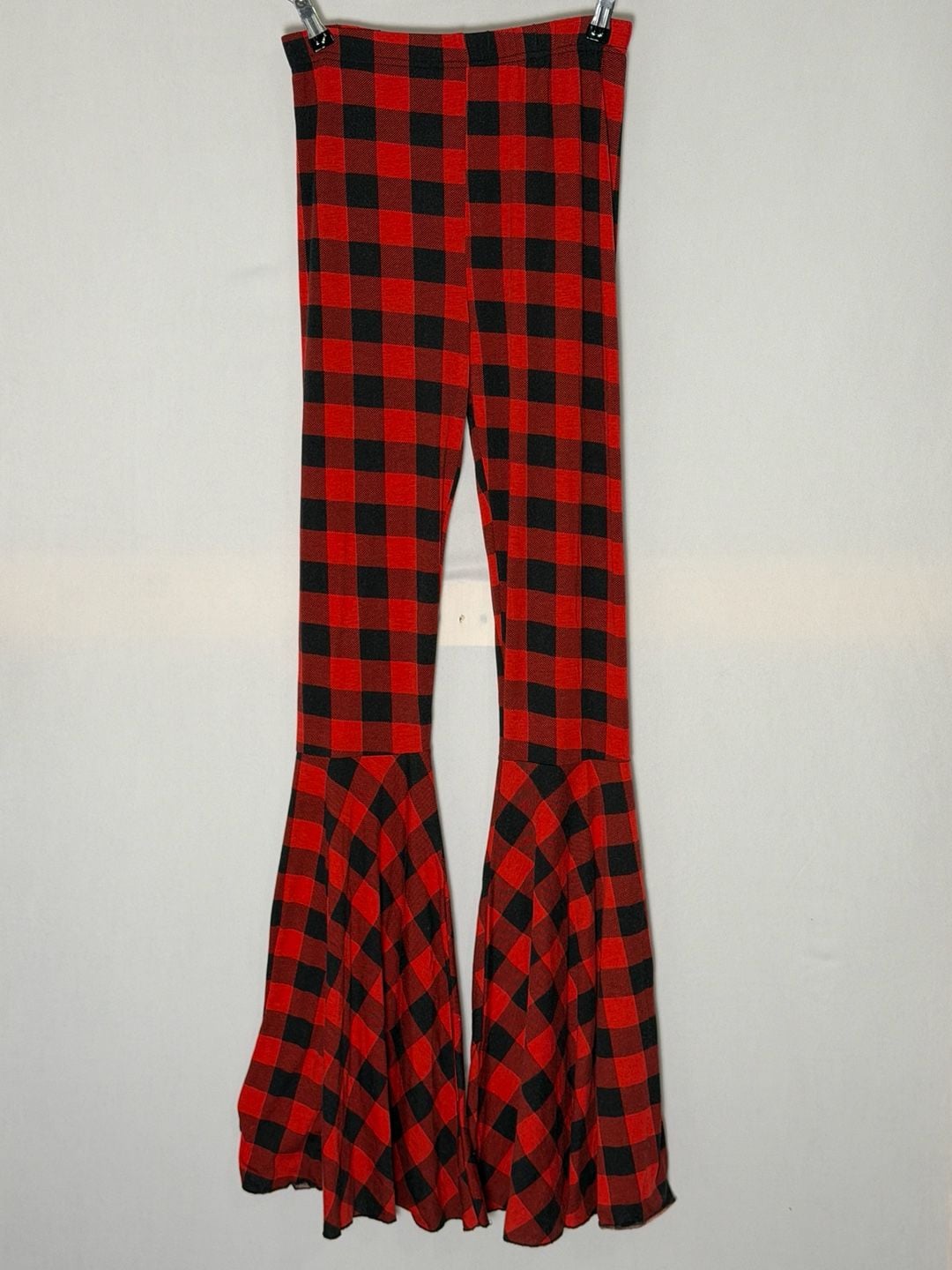Grace and Emma Buffalo Plaid Bell Bottom Pants Medium Red Black 2