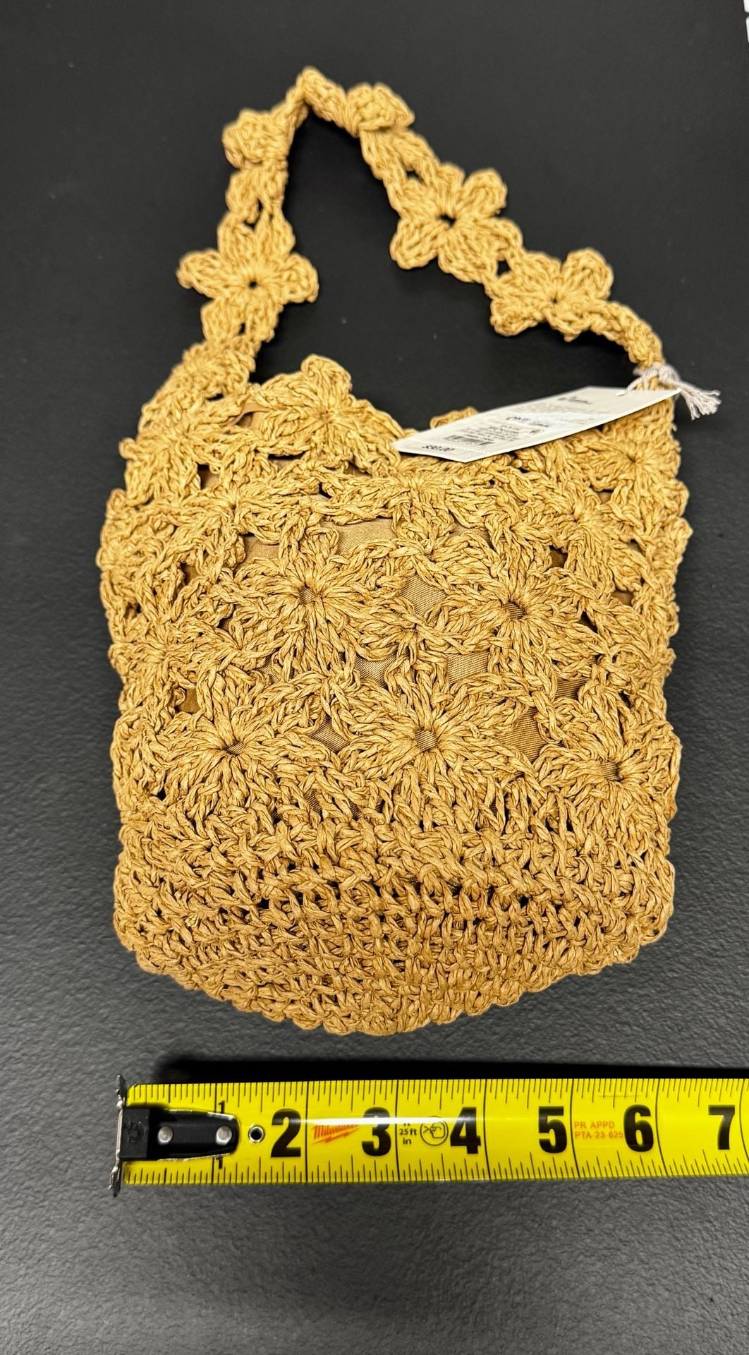 B3 A New Day Floral Crochet Straw Shoulder Bag Beige NWT 3