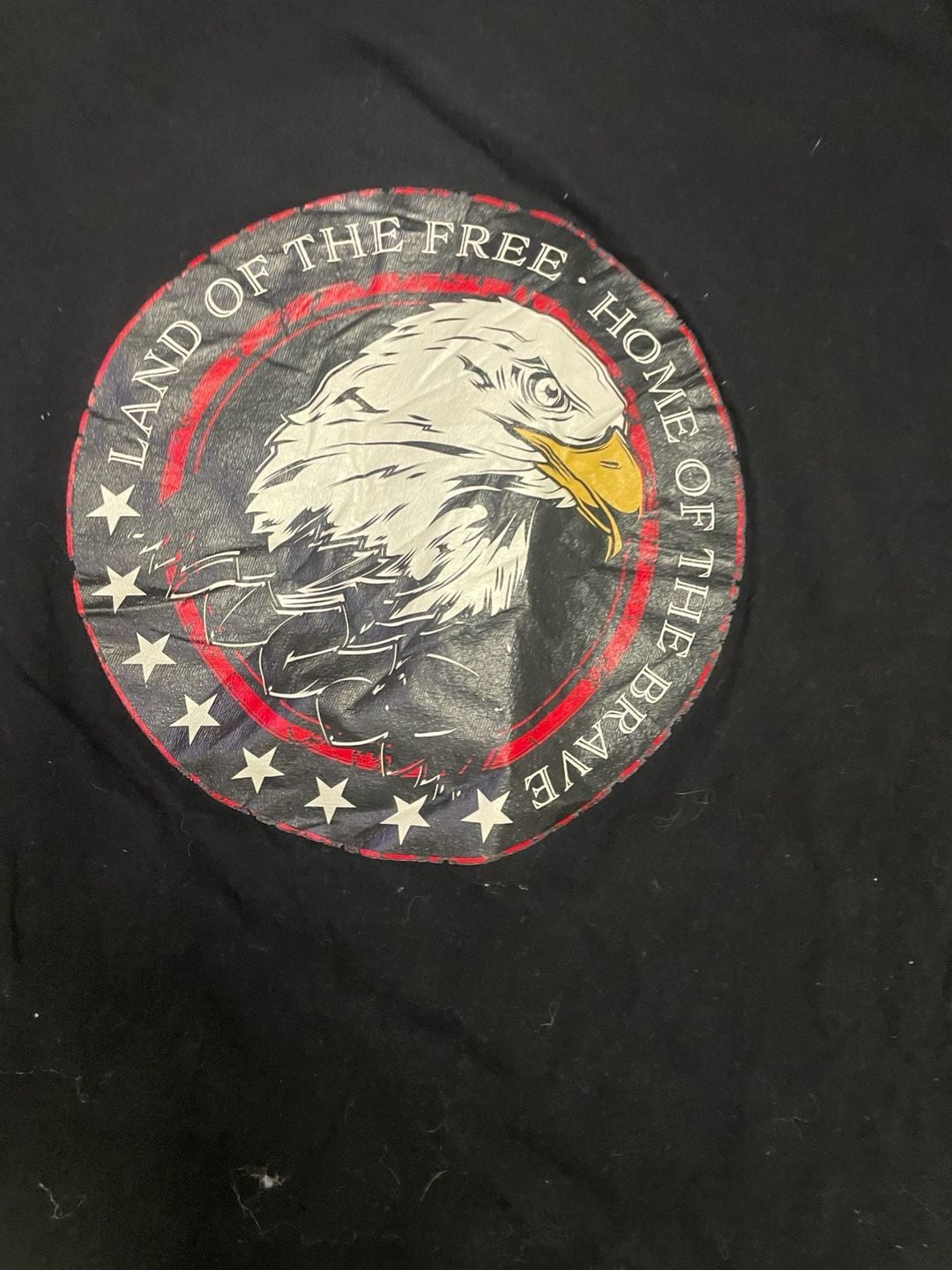 American Eagle Patriotic T-Shirt Size L Black Land of the Free Graphic 3
