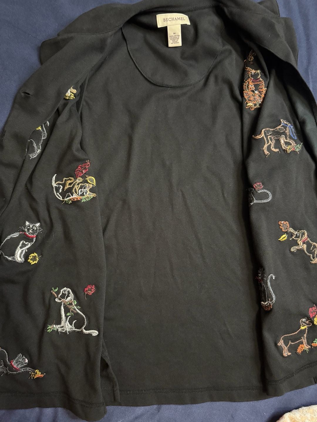 Bechamel Embroidered Cat Dog Vest M Black Novelty Grandmacore 9