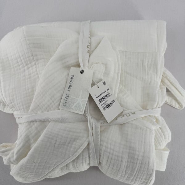 Barefoot Dreams MC Muslin Cotton Spa Robe Sea Salt Size 1