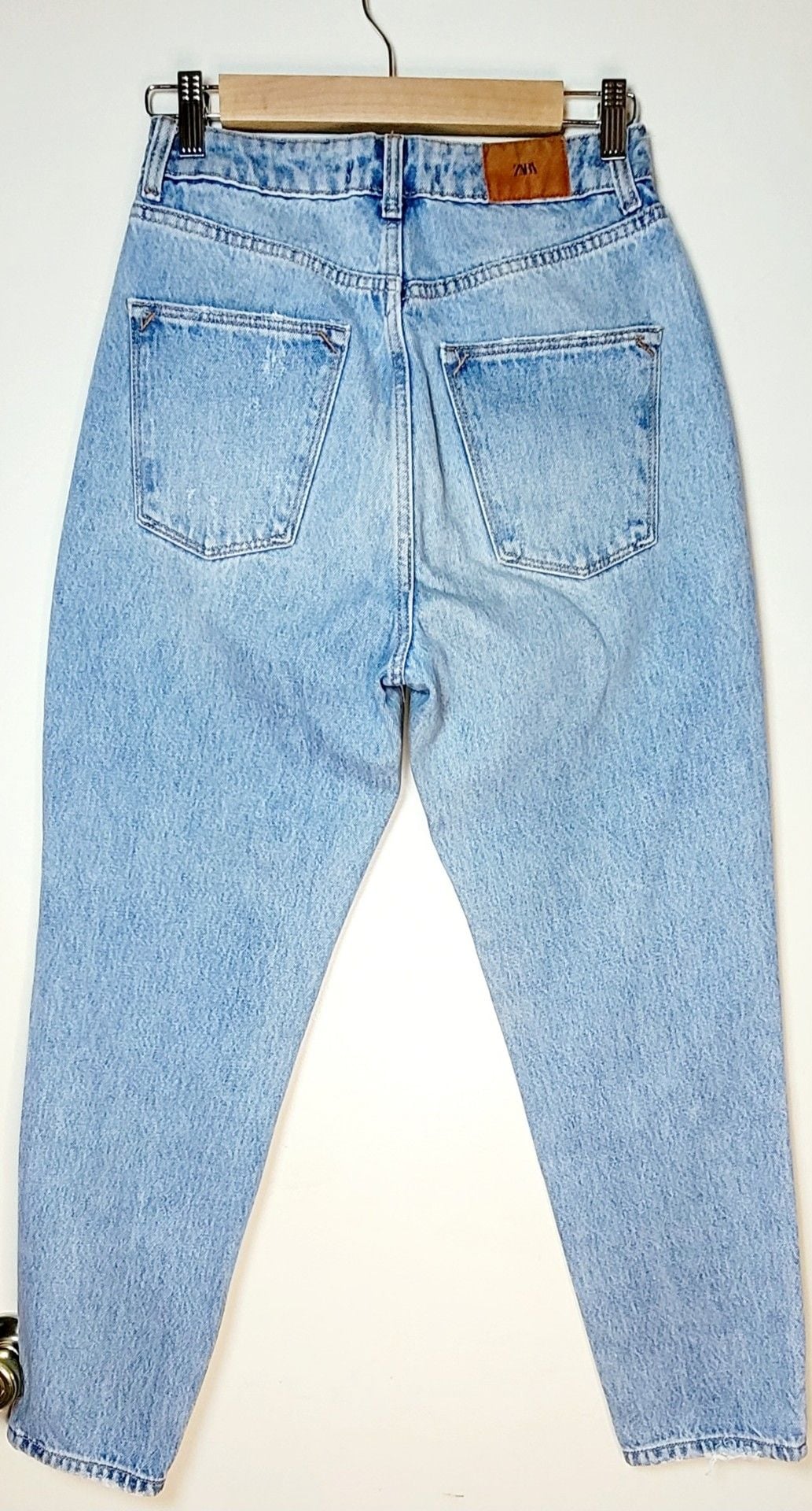 Zara Distressed Mom Jeans Size 4 Light Wash Denim 3