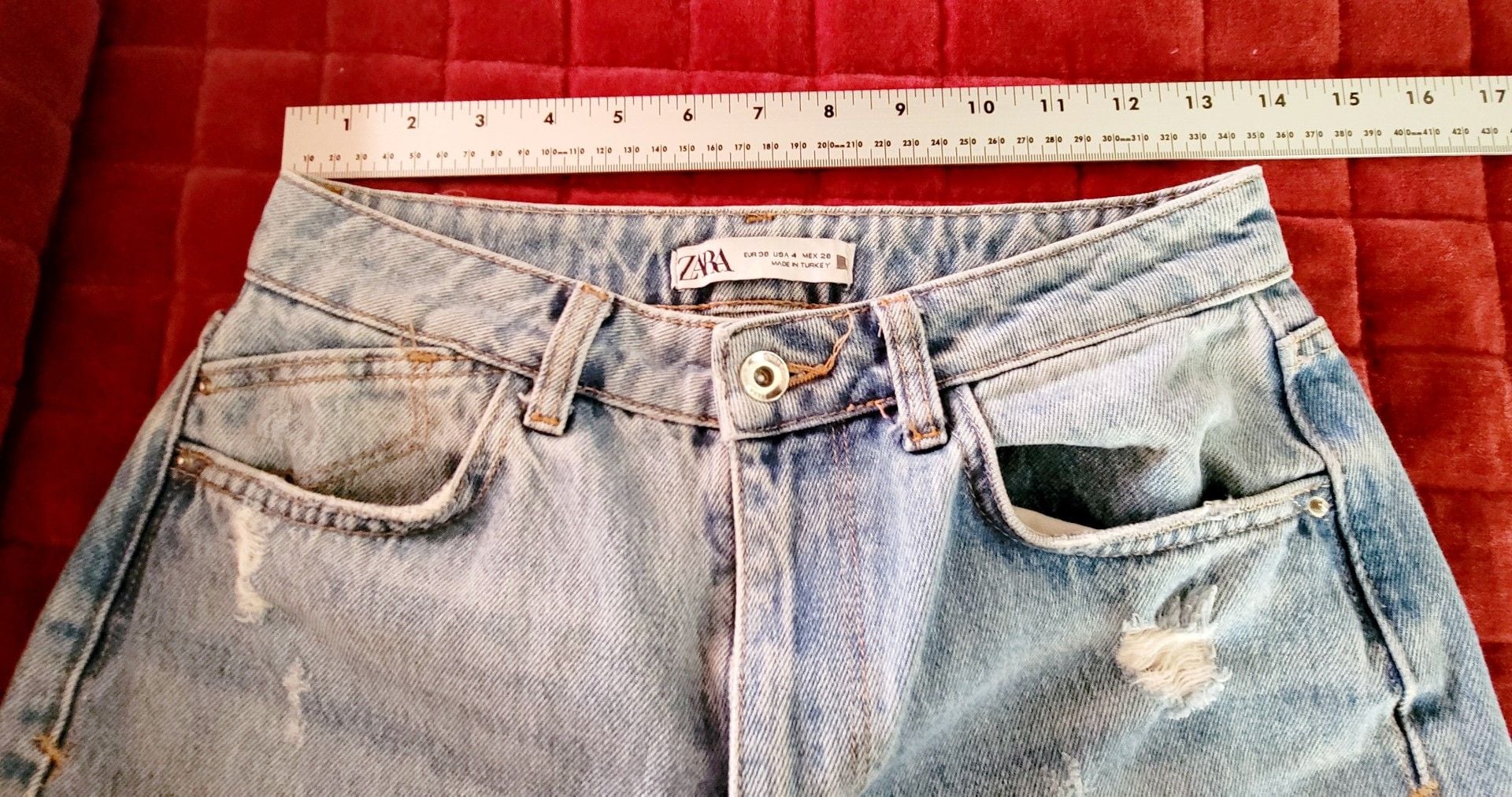 Zara Distressed Mom Jeans Size 4 Light Wash Denim 4