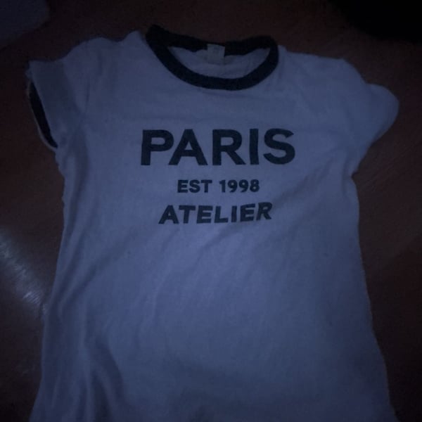 H&M Paris Atelier Ringer T-Shirt Size XS White