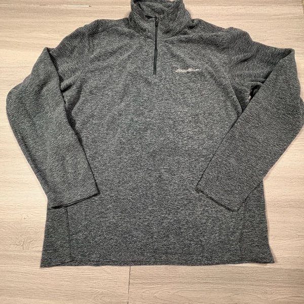 Eddie Bauer Fleece 1/4 Zip Pullover Size M Charcoal Gray Heather