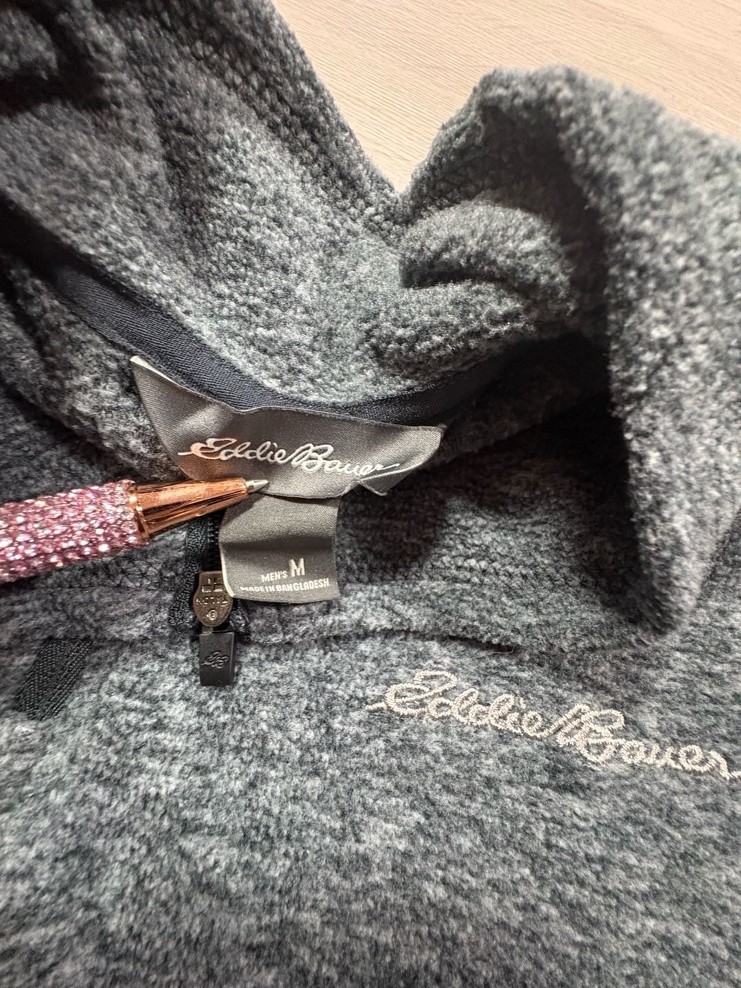 Eddie Bauer Fleece 1/4 Zip Pullover Size M Charcoal Gray Heather 4