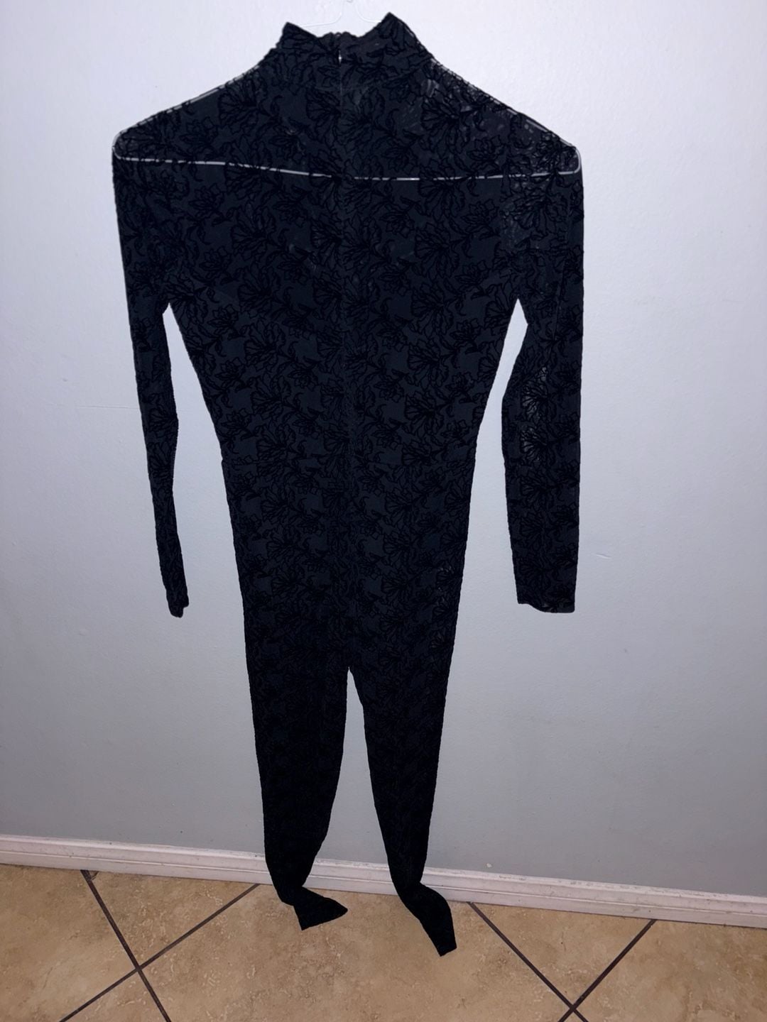 NWT Allsaints Flocked Catsuit US 2 Black 3