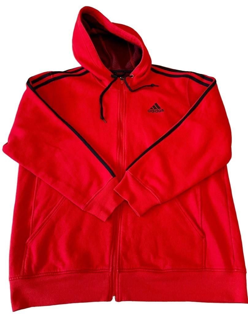 adidas Essentials 2- Stripes Fleece Hoodie - Red 3