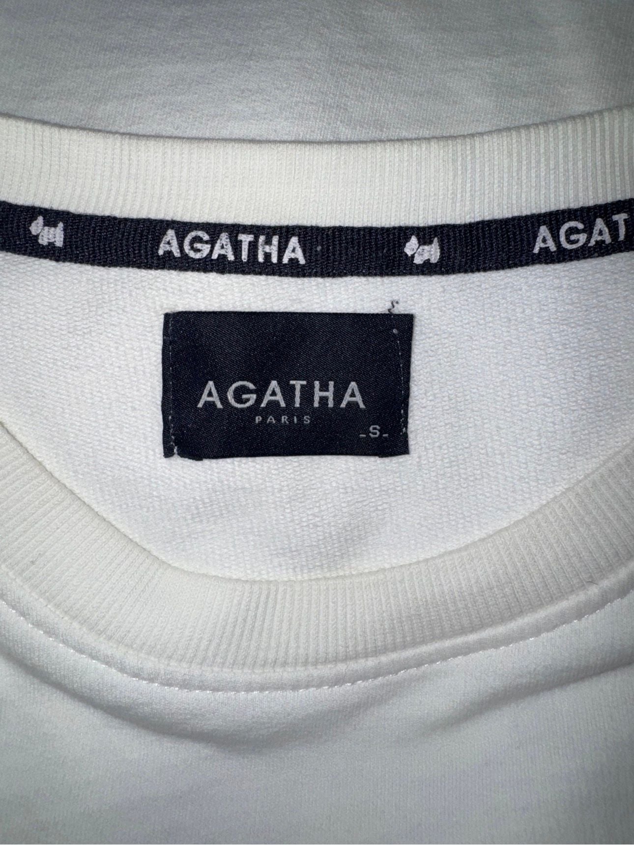 Agatha Paris T-Shirt Size S Cream Embroidered Logo Short Sleeve Crewneck 3