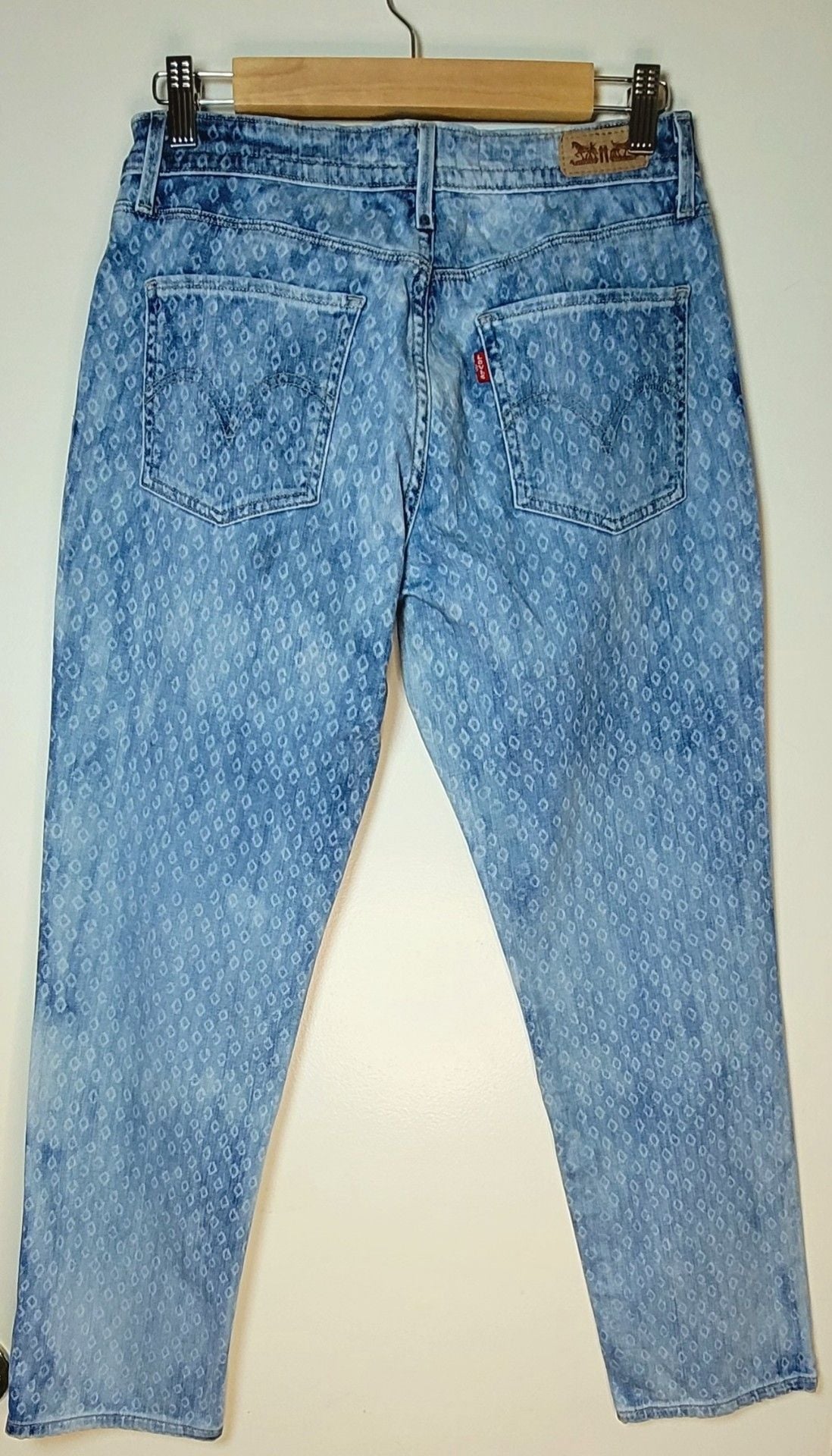 Levi's Mid Rise Skinny Size 28 Diamond Print Blue Denim Jeans 5