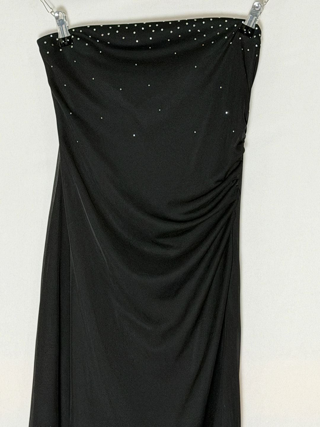 Charlotte Russe Black Rhinestone Asymmetrical Strapless Dress Size M 2