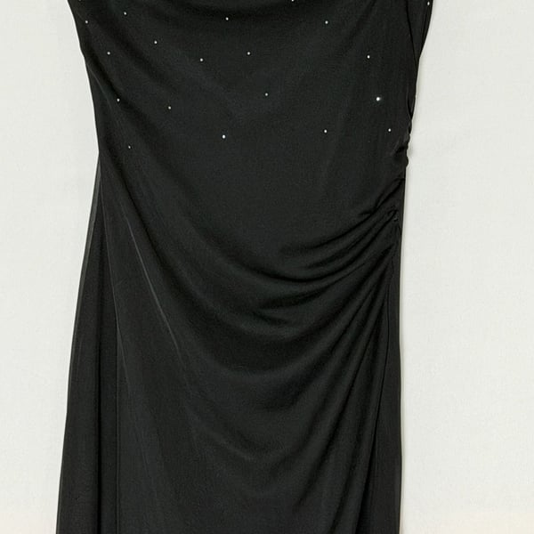 Charlotte Russe Black Rhinestone Asymmetrical Strapless Dress Size M