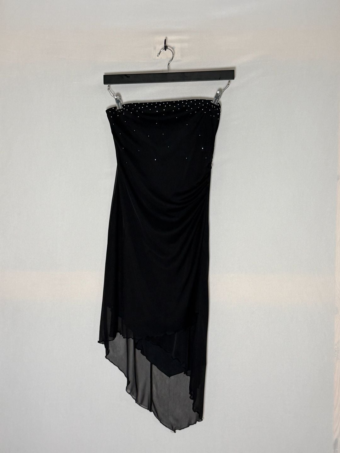 Charlotte Russe Black Rhinestone Asymmetrical Strapless Dress Size M 3