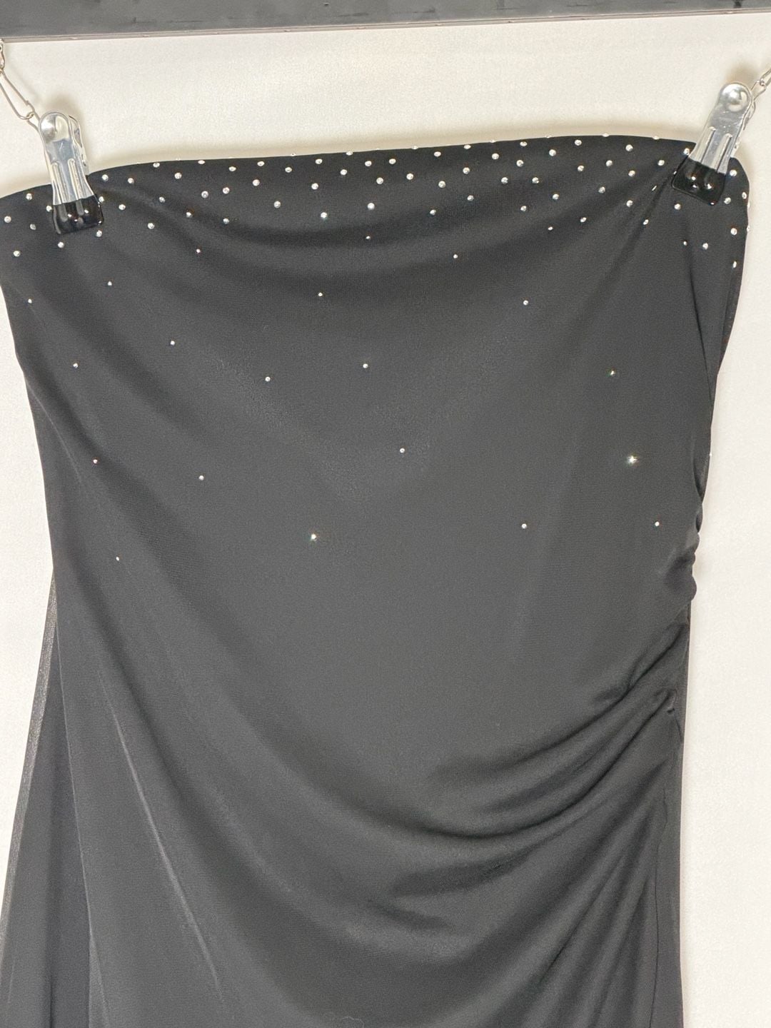 Charlotte Russe Black Rhinestone Asymmetrical Strapless Dress Size M 4