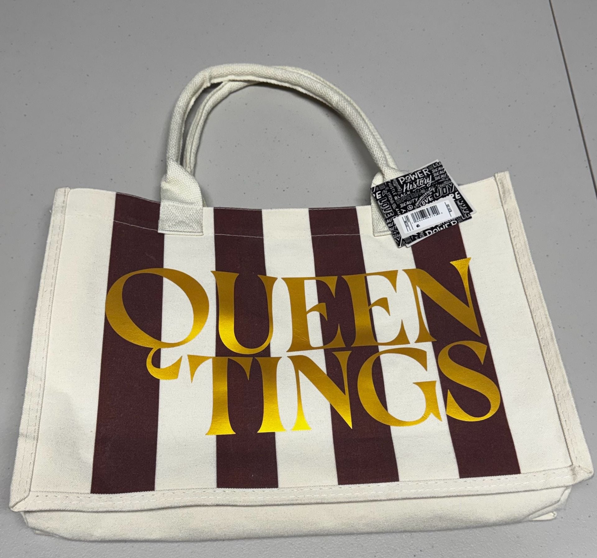 B11 Legendary Rootz Queen Tings Striped Canvas Tote Bag NWT 2