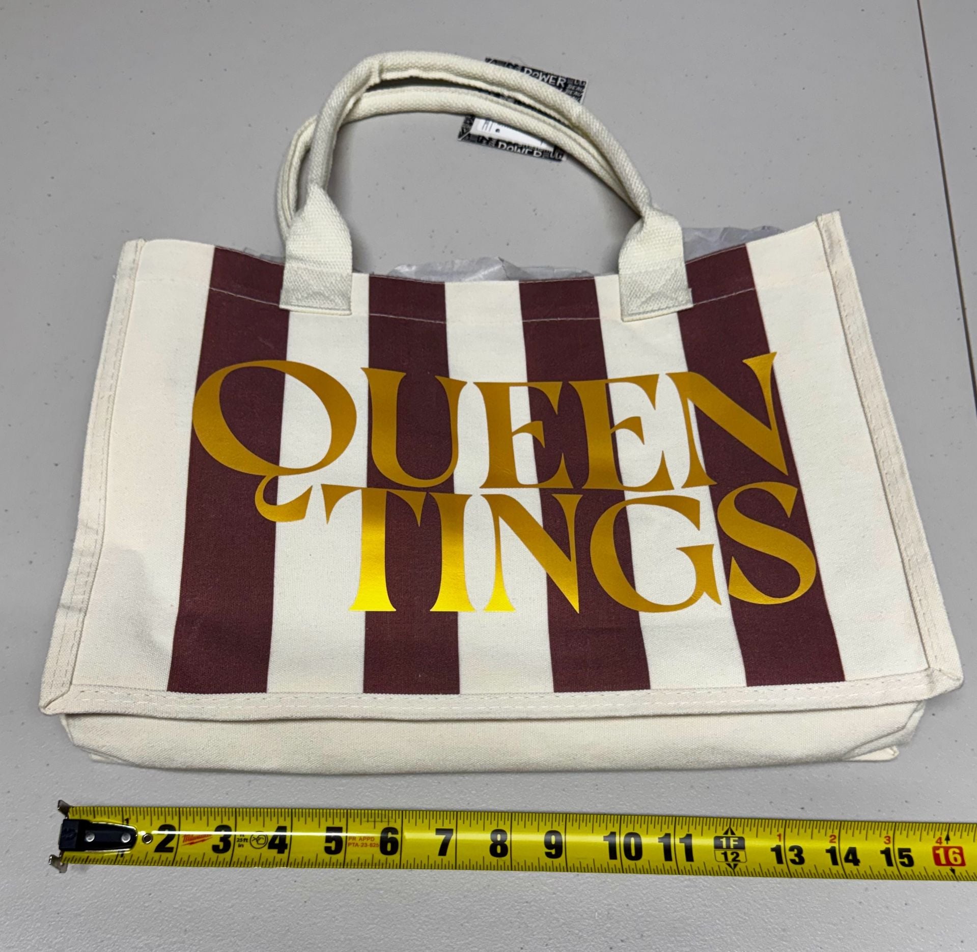B11 Legendary Rootz Queen Tings Striped Canvas Tote Bag NWT 5