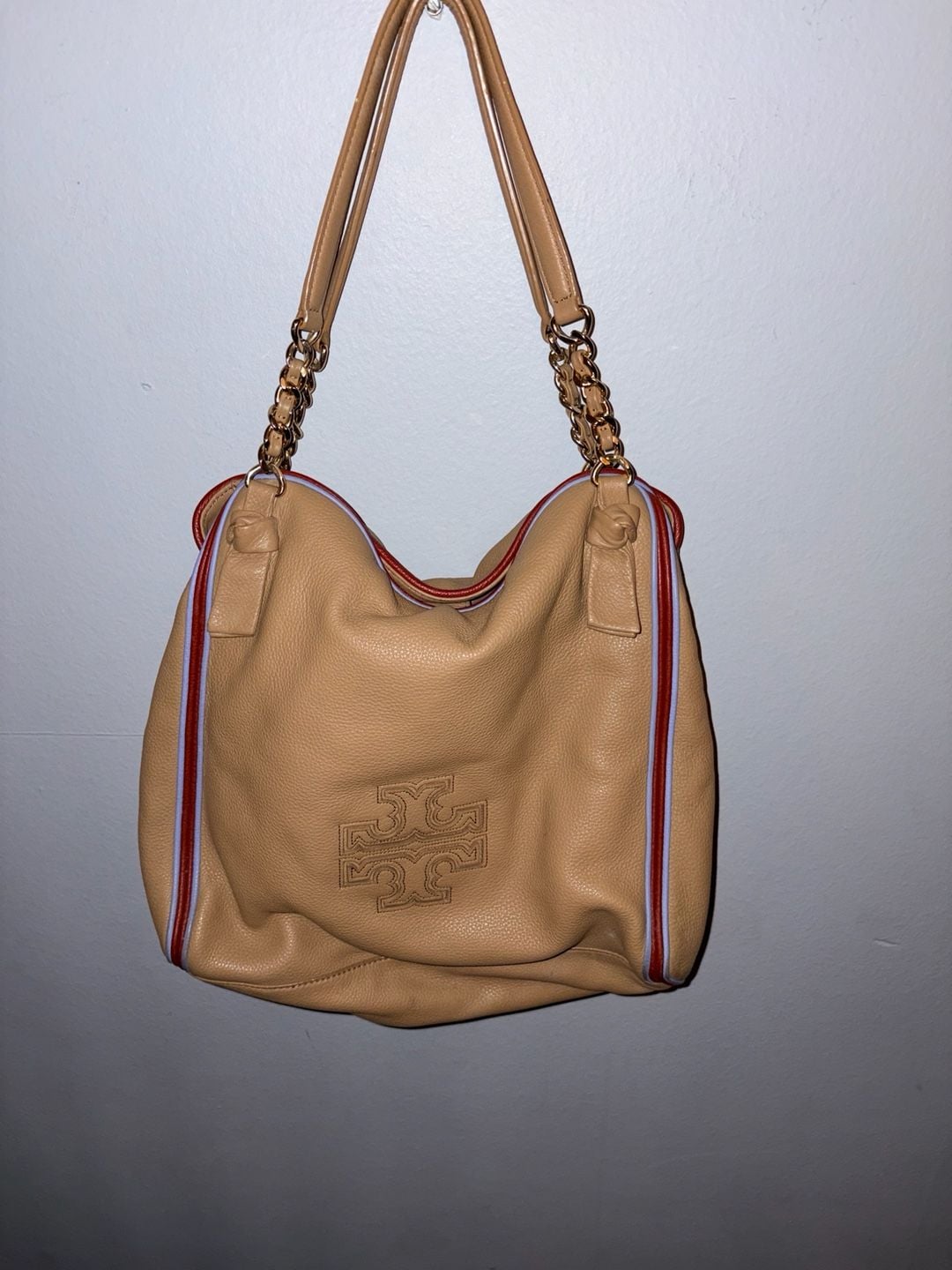 Tory Burch Harper Striped Tote Leather Shoulder Bag 3
