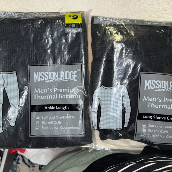 Mission Ridge Men's Thermal Set Size X-Large Black Long Sleeve Top Bottom
