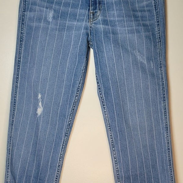 44 Sustainable Denim Sexy Straight Jeans Size 27 Blue Pinstripe