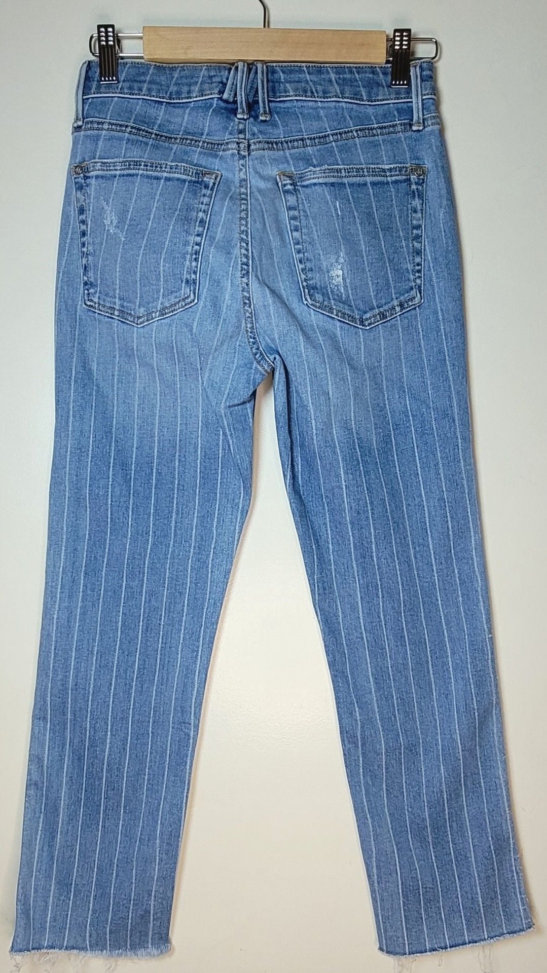 44 Sustainable Denim Sexy Straight Jeans Size 27 Blue Pinstripe 3