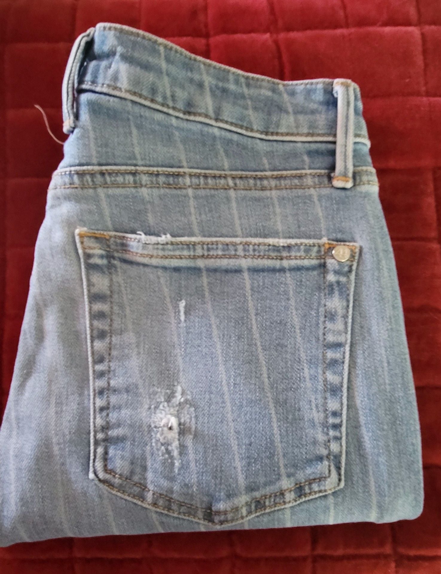 44 Sustainable Denim Sexy Straight Jeans Size 27 Blue Pinstripe 5