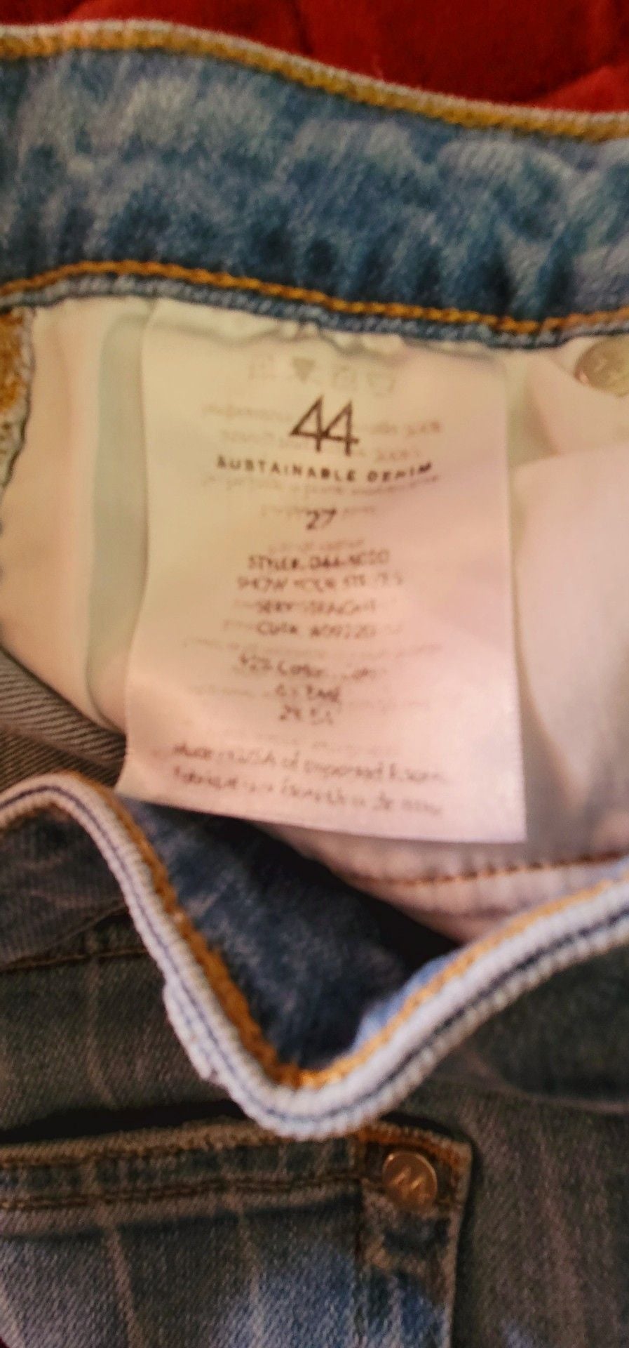 44 Sustainable Denim Sexy Straight Jeans Size 27 Blue Pinstripe 6