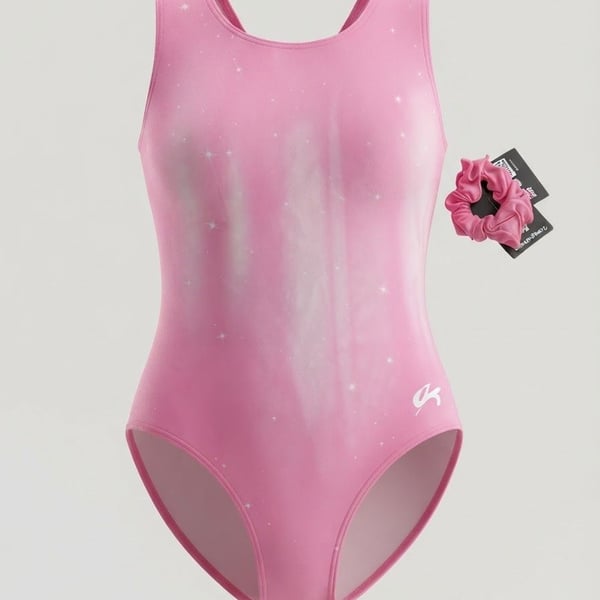 NWT GK Elite Gymnastics Leotard Size AS Pink Starry Tank Small 