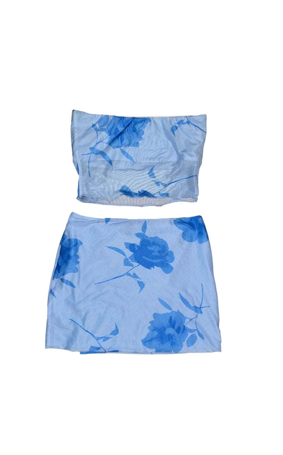 Princess Polly Corella Set Size US 4 Blue Floral Bandeau Mini Skirt Set 3