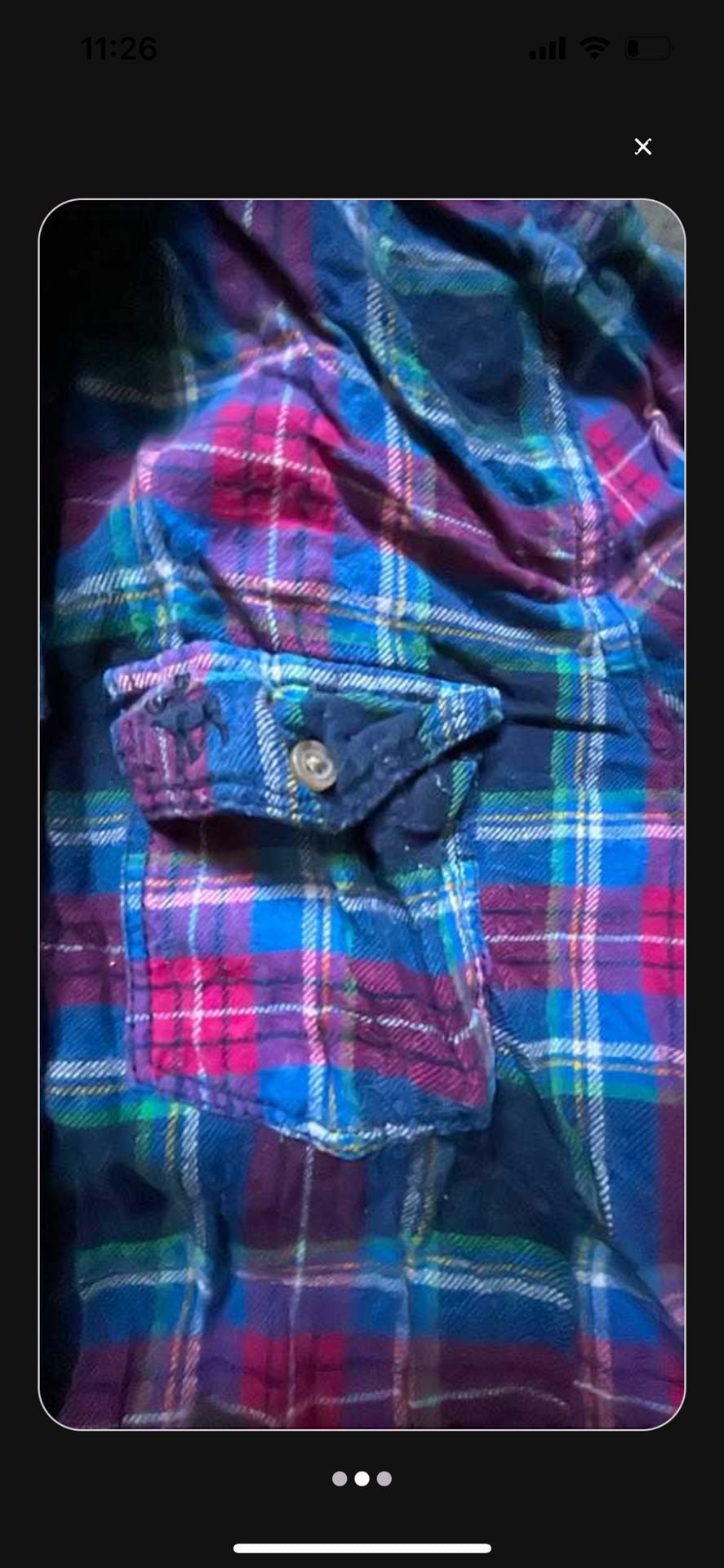 Abercrombie Kids Plaid Flannel Shirt Size M Blue Pink 3