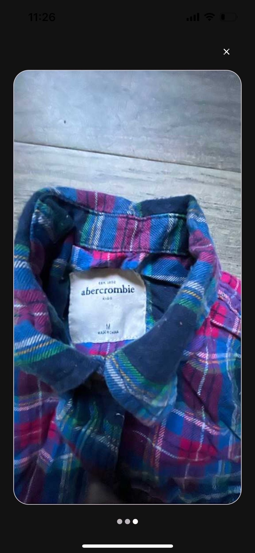 Abercrombie Kids Plaid Flannel Shirt Size M Blue Pink 4
