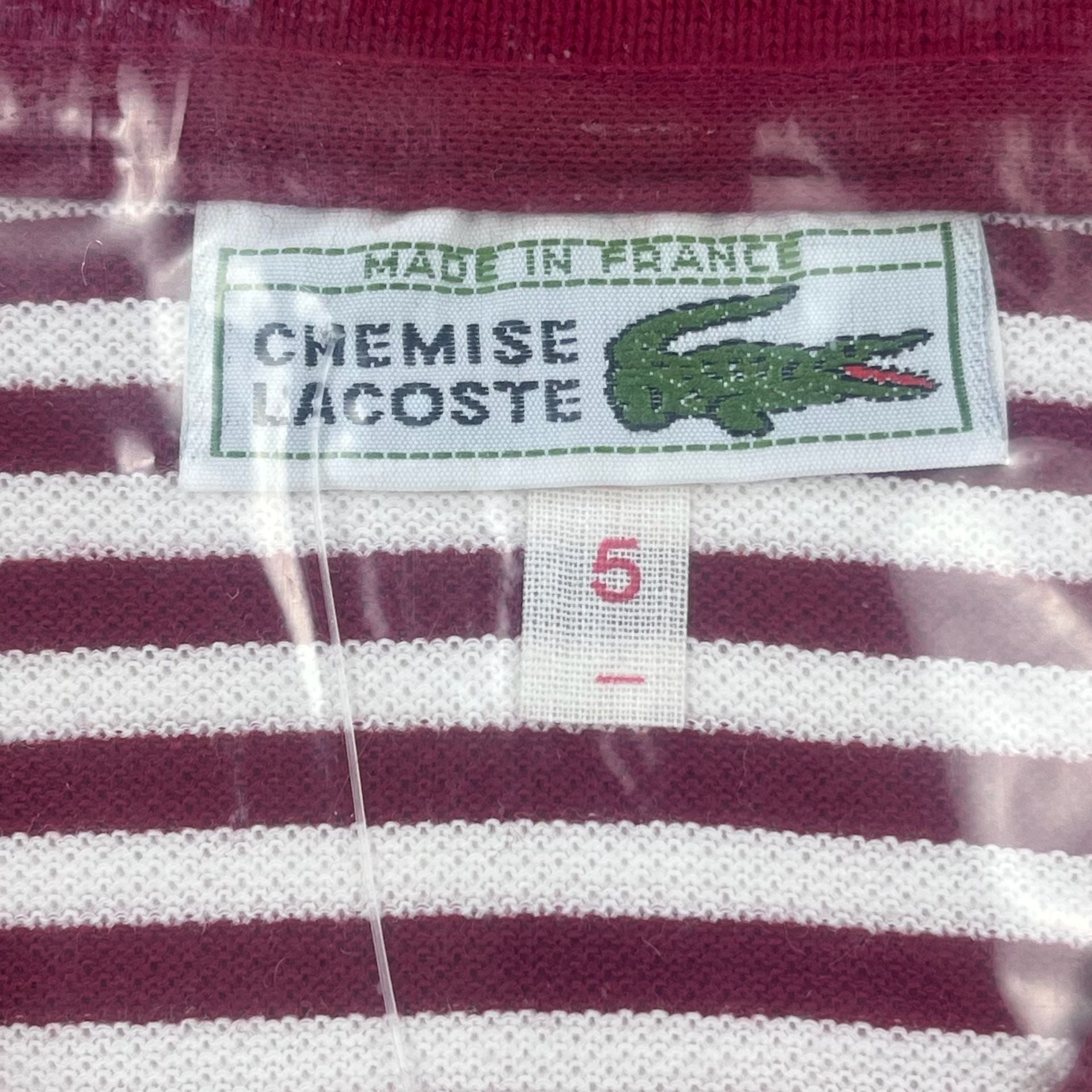 NOS 80s Chemise Lacoste France Red/White Polo Size 5 L 3