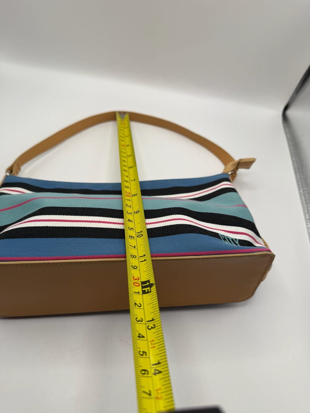 DKNY City Striped Canvas Shoulder Bag Blue Multi 8