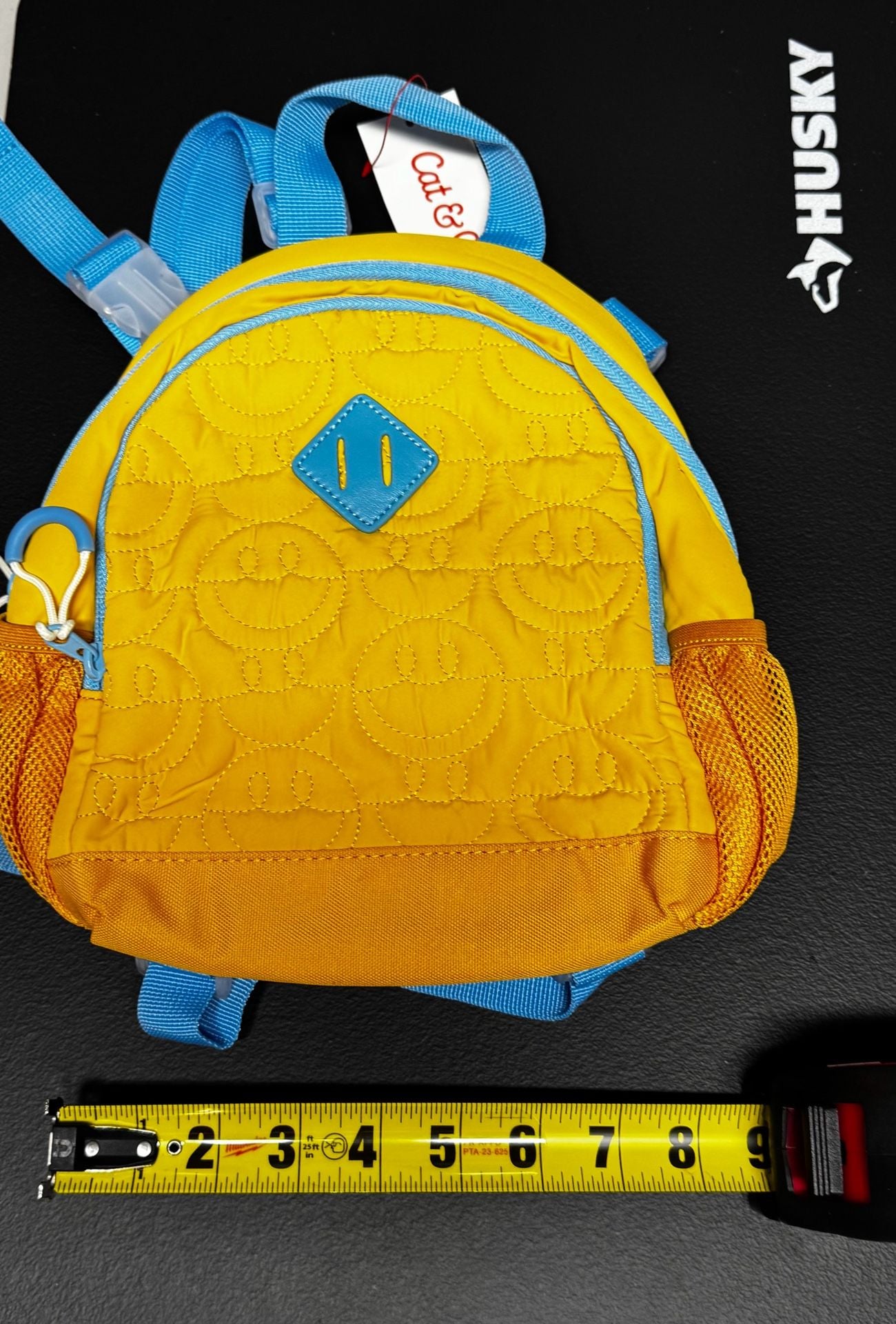 Cat & Jack Mini Smiley Quilted Backpack Yellow 5