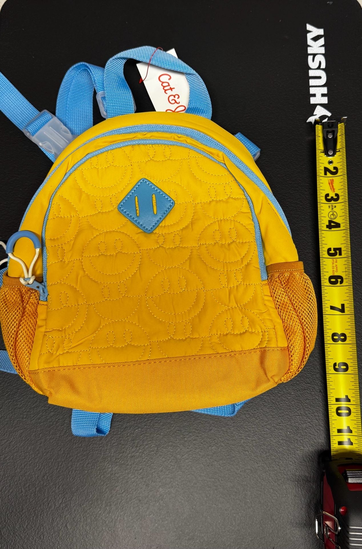 Cat & Jack Mini Smiley Quilted Backpack Yellow 6