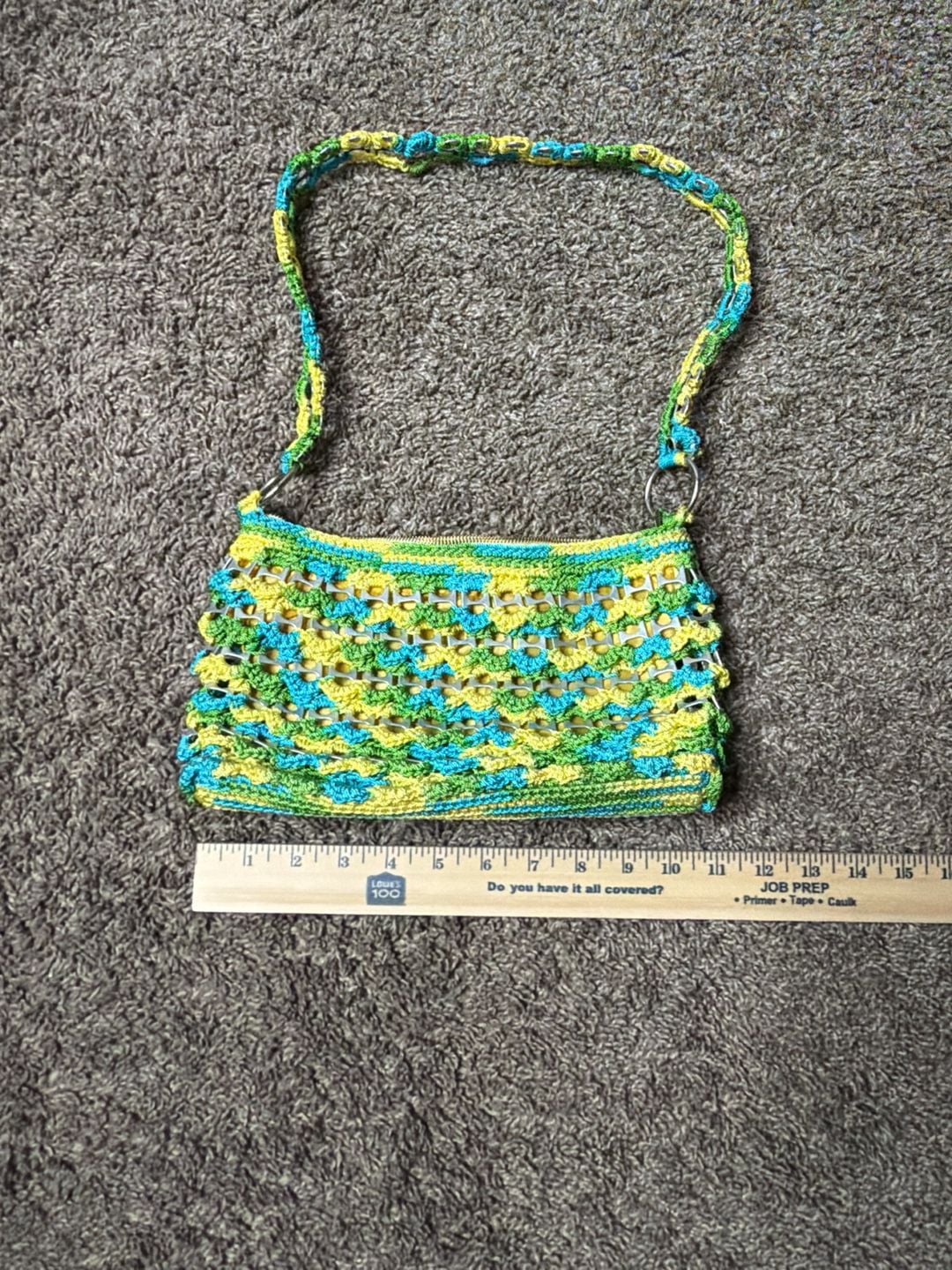 Handmade Crochet Pop Tab Soda Can Purse Blue Yellow Green Shoulder Bag 3