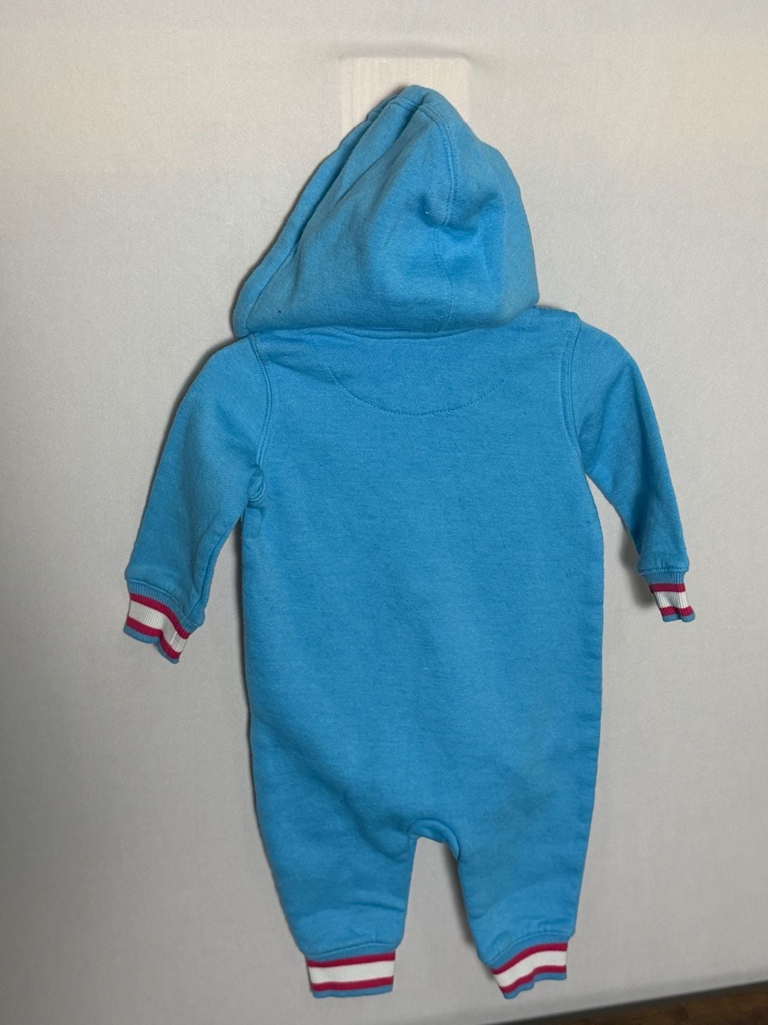 Reebok Hooded Romper Size 3-6M Blue Full Zip Fleece Jumpsuit 4