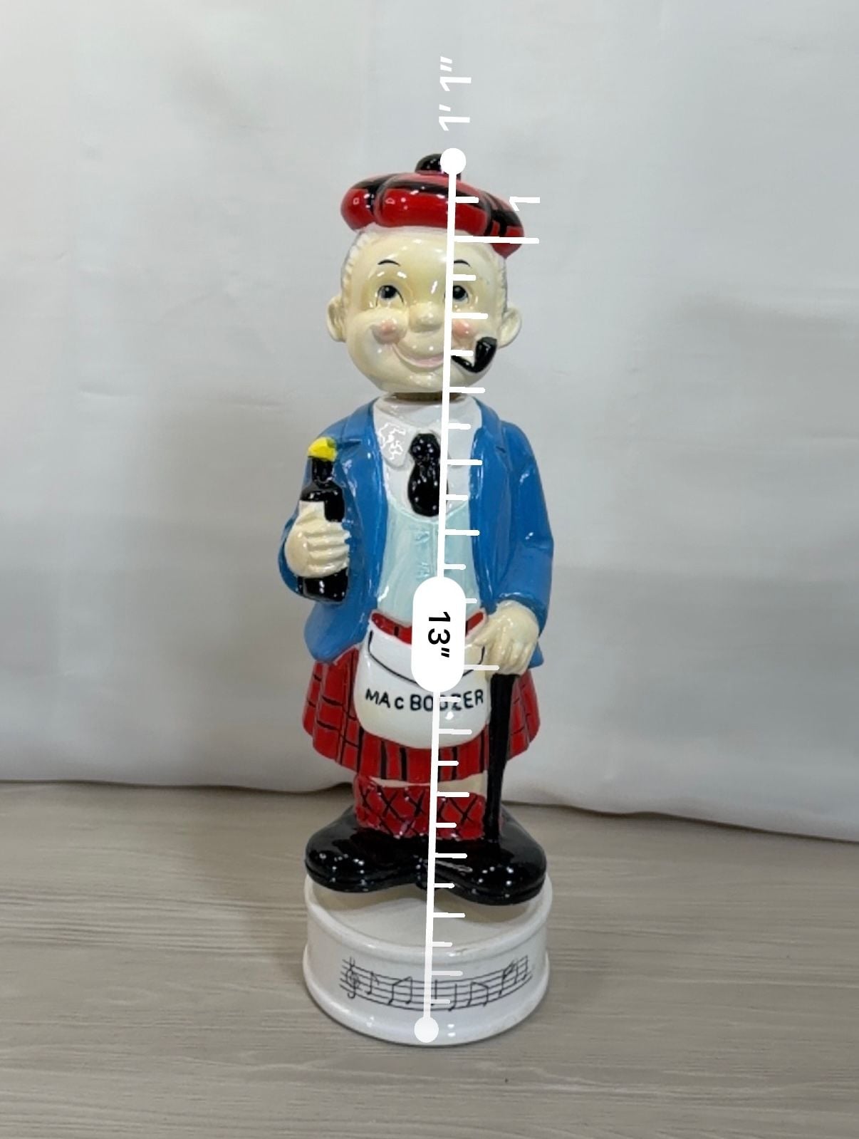 Vintage Mac Boozer Musical Decanter Ceramic Scotsman Figurine with Box 16