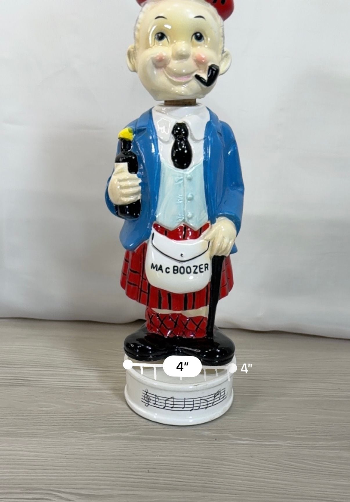 Vintage Mac Boozer Musical Decanter Ceramic Scotsman Figurine with Box 17