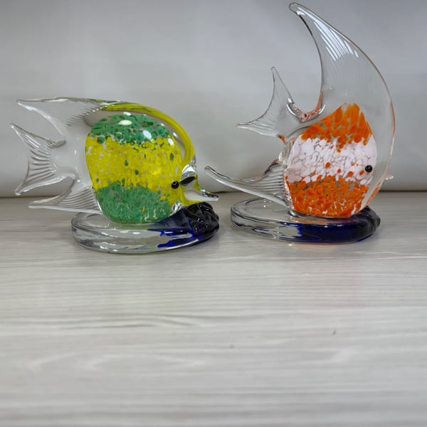 2 PartyLite Tea Light Holders Colorful Glass fish EUC