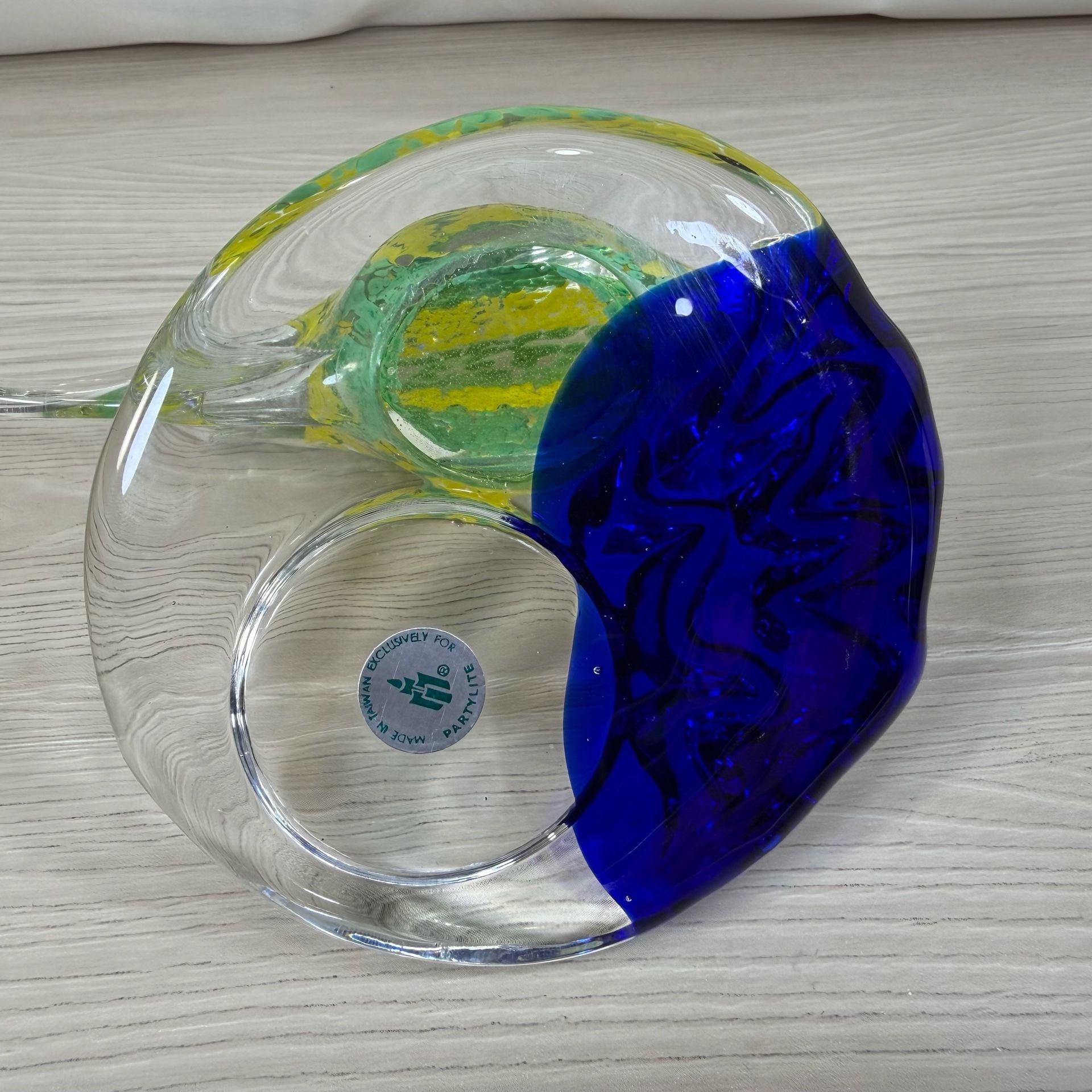 2 PartyLite Tea Light Holders Colorful Glass fish EUC 11
