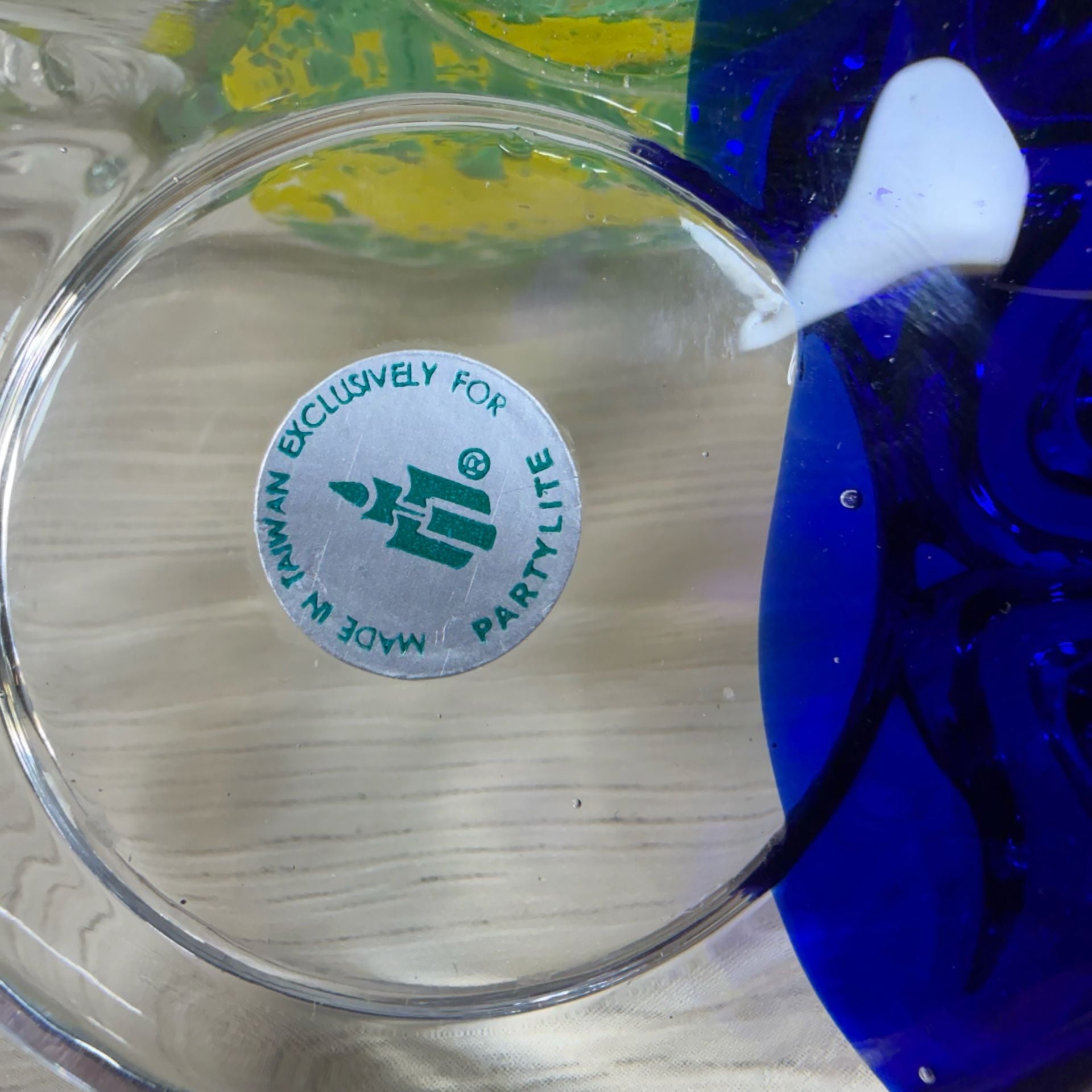 2 PartyLite Tea Light Holders Colorful Glass fish EUC 12