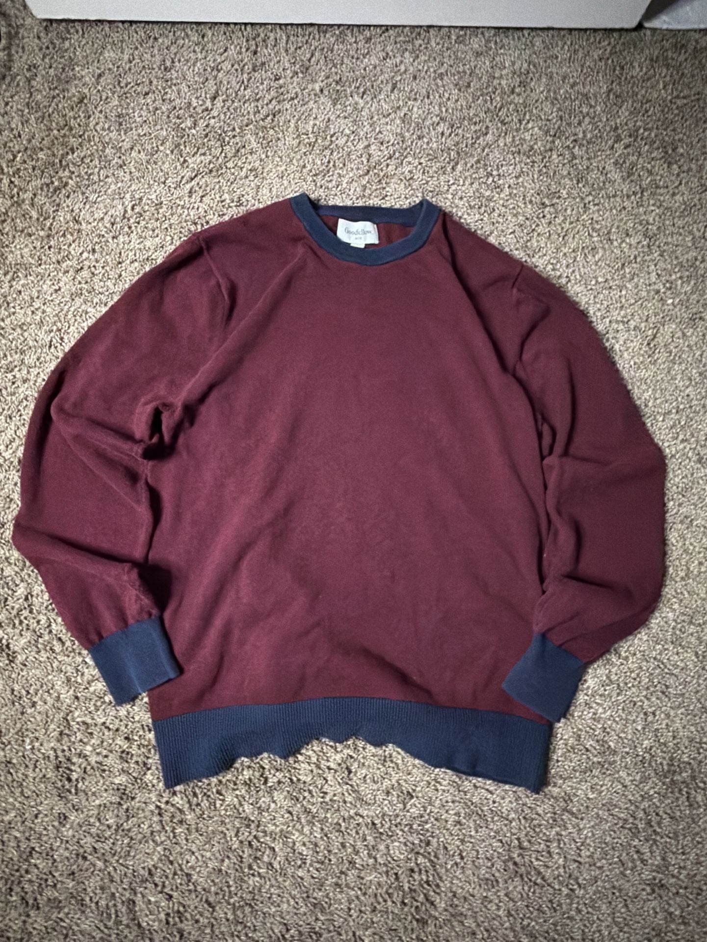 Goodfellow & Co Sweater Size M Maroon Navy Blue Crewneck Long Sleeve 2