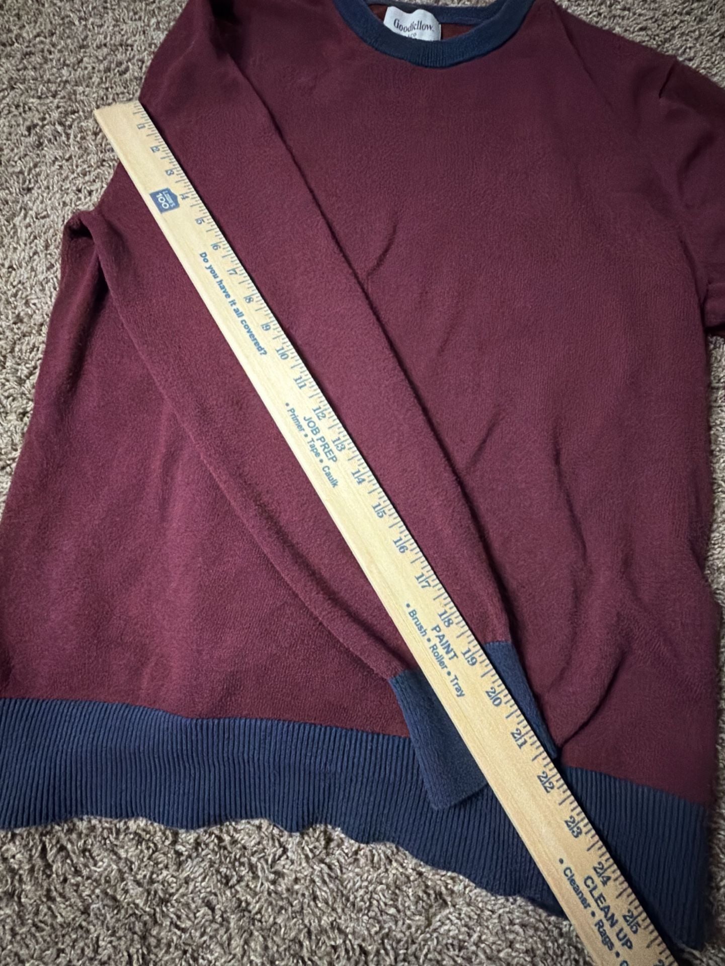 Goodfellow & Co Sweater Size M Maroon Navy Blue Crewneck Long Sleeve 6